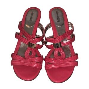 Sole Senseability Peach Strappy Wedges Sandals Cork Summer Comfortable
